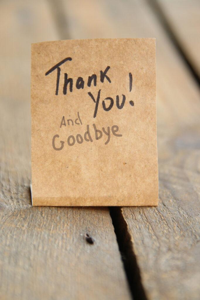 dire merci et au revoir à une relation qui s'épuise